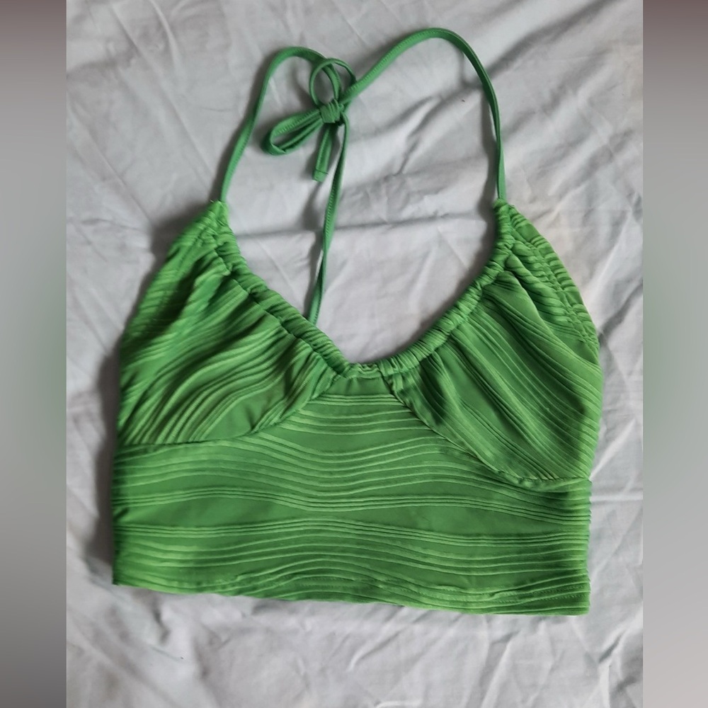 Green tie crop top